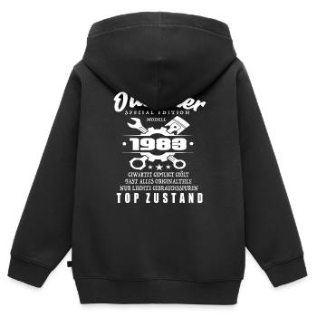 Oldtimer Special Edition Modell 1983 - Kinder Premium Organic Zip Hoodie - Schwarz - Hinten - AI Model Kid Male (0cm)