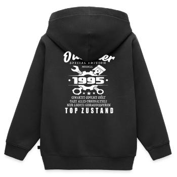 Oldtimer Special Edition Modell 1995 - Kinder Premium Organic Zip Hoodie - Schwarz - Hinten - AI Model Kid Male (0cm)