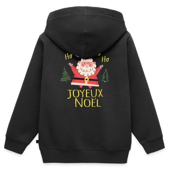 Joyeux Noël Ho Ho Ho - Sweat Premium à capuche zippé enfant bio - noir - Dos - AI Model Kid Male (0cm)