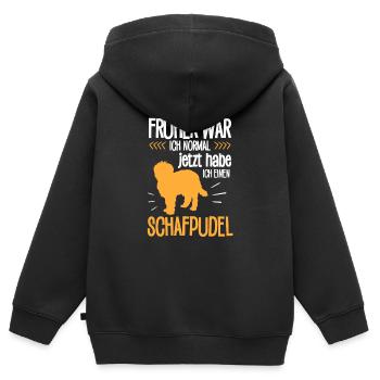 Schafpudel früher normal altdeutscher Hütepudel - Kinder Premium Organic Zip Hoodie - Schwarz - Hinten - AI Model Kid Male (0cm)