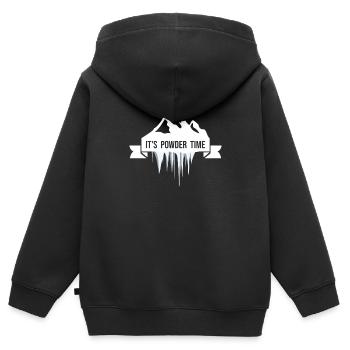 IT'S POWDER TIME - Ski Snowboard Freeriden - Kinder Premium Organic Zip Hoodie - Schwarz - Hinten - AI Model Kid Male (0cm)