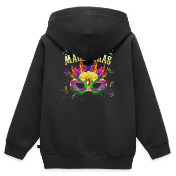 Mardi Gras - Simple Mardi Gras Costume - Sweat Premium à capuche zippé enfant bio - noir - Dos - AI Model Kid Male (0cm)