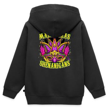 Drôle de Mardi Gras - Manigances de Mardi Gras - Sweat Premium à capuche zippé enfant bio - noir - Dos - AI Model Kid Male (0cm)