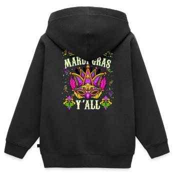 Drôle Mardi Gras - C’est Mardi Gras Y' All - Sweat Premium à capuche zippé enfant bio - noir - Dos - AI Model Kid Male (0cm)
