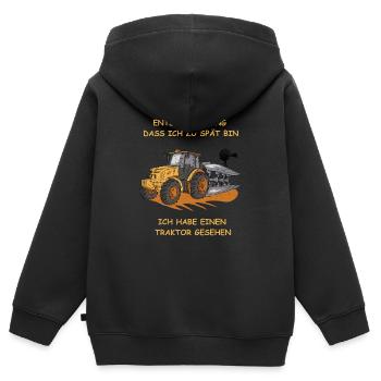 Entschuldigung dass ich zu spät bin Traktor - Kinder Premium Organic Zip Hoodie - Schwarz - Hinten - AI Model Kid Male (0cm)