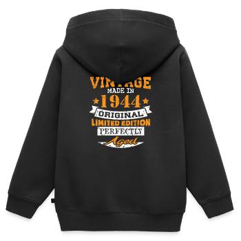 Vintage Made In 1944 Original Limited Edition - Kinder Premium Organic Zip Hoodie - Schwarz - Hinten - AI Model Kid Male (0cm)