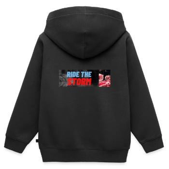 REITEN SIE DEN STURM - Kinder Premium Organic Zip Hoodie - Schwarz - Hinten - AI Model Kid Male (0cm)