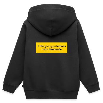 LIFE WITHOUT QUOTES UNTHINKABLE - Kids Premium Organic Zip-up Hoodie - black - Back - AI Model Kid Male (0cm)