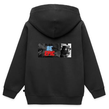 sei episch - Kinder Premium Organic Zip Hoodie - Schwarz - Hinten - AI Model Kid Male (0cm)