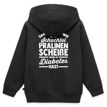 Diabetes Diabetiker - Kinder Premium Organic Zip Hoodie - Schwarz - Hinten - AI Model Kid Male (0cm)