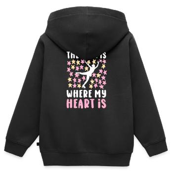 Eislaufen Wortspiel Eiskunstlauf - Kinder Premium Organic Zip Hoodie - Schwarz - Hinten - AI Model Kid Male (0cm)