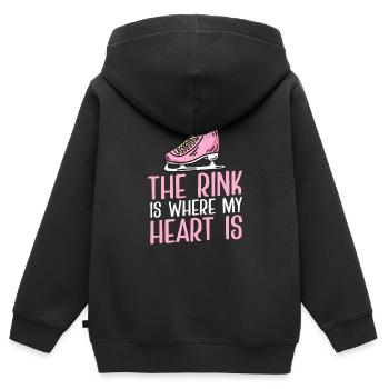 Eislaufen Wortspiel Eiskunstlauf - Kinder Premium Organic Zip Hoodie - Schwarz - Hinten - AI Model Kid Male (0cm)