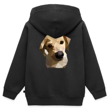 Low Poly Labrador Chien - Sweat Premium à capuche zippé enfant bio - noir - Dos - AI Model Kid Male (0cm)
