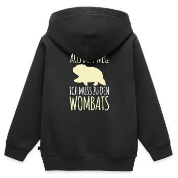 Muss zu den Wombats Australien Beuteltier - Kinder Premium Organic Zip Hoodie - Schwarz - Hinten - AI Model Kid Male (0cm)