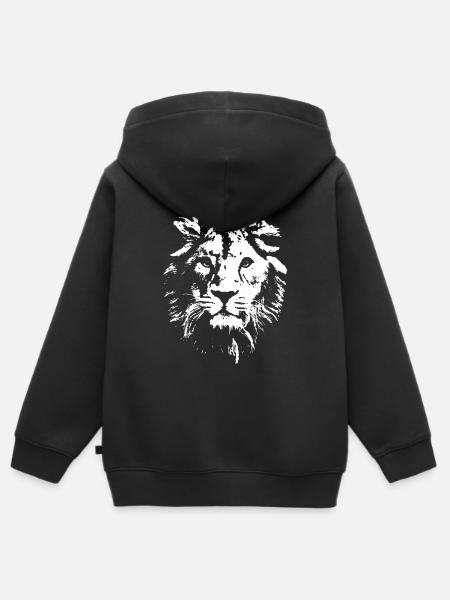 Lion Lion's Head - Kids Premium Organic Zip-up Hoodie - black