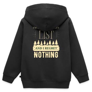 Je suis sur la liste des vilains et je ne regrette rien - Sweat Premium à capuche zippé enfant bio - noir - Dos - AI Model Kid Male (0cm)