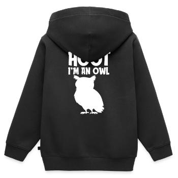 Hoot Ich bin eine Eule Lustiges faules Halloween Kostüm - Kinder Premium Organic Zip Hoodie - Schwarz - Hinten - AI Model Kid Male (0cm)