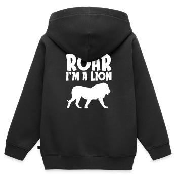 Roar I'm a Lion Funny Lazy Halloween Kostüm Wild - Kinder Premium Organic Zip Hoodie - Schwarz - Hinten - AI Model Kid Male (0cm)