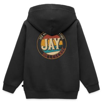 Jay Der Mann der Mythos die Legende Geschenk - Kinder Premium Organic Zip Hoodie - Schwarz - Hinten - AI Model Kid Male (0cm)