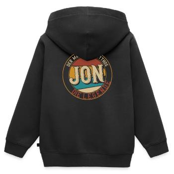 Jon Der Mann der Mythos die Legende Geschenk - Kinder Premium Organic Zip Hoodie - Schwarz - Hinten - AI Model Kid Male (0cm)