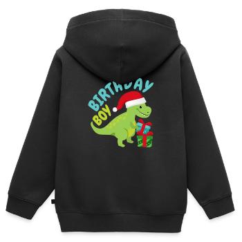 Noël Décembre Dinosaure Anniversaire - Sweat Premium à capuche zippé enfant bio - noir - Dos - AI Model Kid Male (0cm)