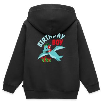 Noël Décembre Dinosaure Anniversaire - Sweat Premium à capuche zippé enfant bio - noir - Dos - AI Model Kid Male (0cm)