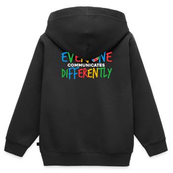 Everyone Communicates Differently - Kids Premium Organic Zip-up Hoodie - black - Back - AI Model Kid Male (0cm)