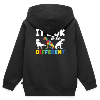 C’est OK d’être différent - Sweat Premium à capuche zippé enfant bio - noir - Dos - AI Model Kid Male (0cm)