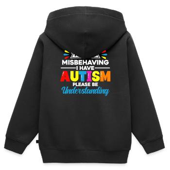 Autisme - Sweat Premium à capuche zippé enfant bio - noir - Dos - AI Model Kid Male (0cm)