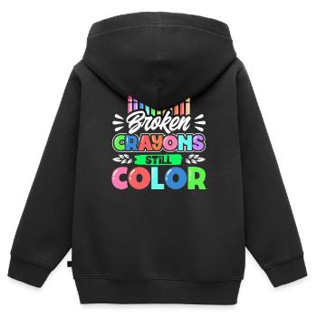 Broken Crayons Still Color - Kinder Premium Organic Zip Hoodie - Schwarz - Hinten - AI Model Kid Male (0cm)