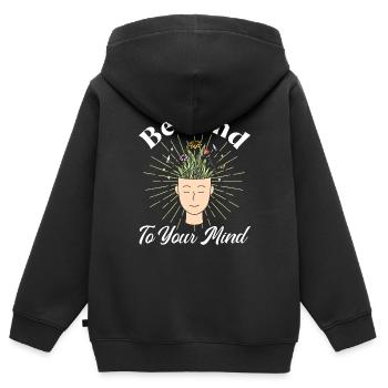 Be Kind To Your Mind - Kinder Premium Organic Zip Hoodie - Schwarz - Hinten - AI Model Kid Male (0cm)