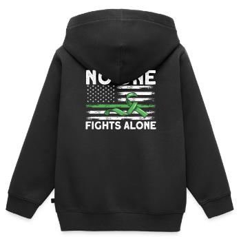 No One Fights Alone - Kinder Premium Organic Zip Hoodie - Schwarz - Hinten - AI Model Kid Male (0cm)