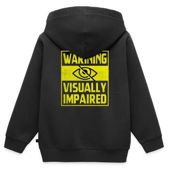Warning Visually Impaired - Kids Premium Organic Zip-up Hoodie - black - Back - AI Model Kid Male (0cm)