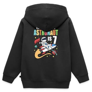 Space Birthday 7 Astronaut Planeten Raketenschiff - Kinder Premium Organic Zip Hoodie - Schwarz - Hinten - AI Model Kid Male (0cm)