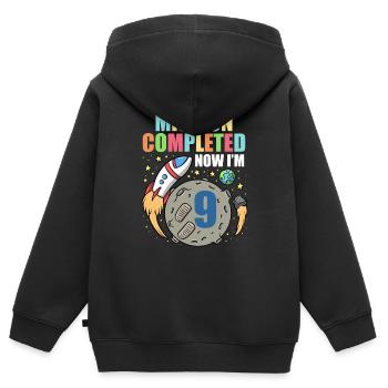 Space Birthday 9 Astronaut Planeten Raketenschiff - Kinder Premium Organic Zip Hoodie - Schwarz - Hinten - AI Model Kid Male (0cm)