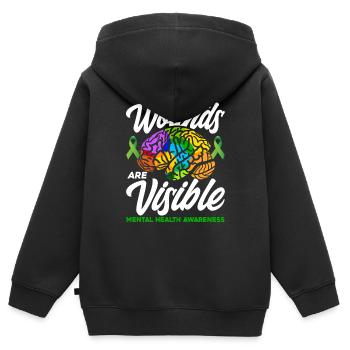 Not All Wounds Are Visible - Kinder Premium Organic Zip Hoodie - Schwarz - Hinten - AI Model Kid Male (0cm)
