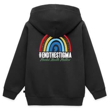 End The Stigma - Kids Premium Organic Zip-up Hoodie - black - Back - AI Model Kid Male (0cm)
