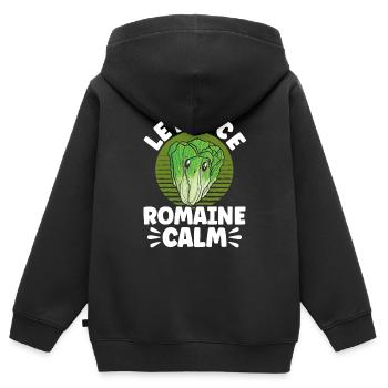 Laitue Romaine Calme - Sweat Premium à capuche zippé enfant bio - noir - Dos - AI Model Kid Male (0cm)