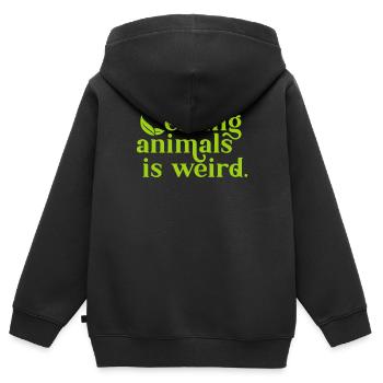 Eating Animals Is Weird - Kinder Premium Organic Zip Hoodie - Schwarz - Hinten - AI Model Kid Male (0cm)