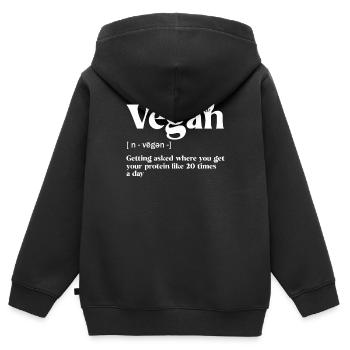 Définition végétalienne - Sweat Premium à capuche zippé enfant bio - noir - Dos - AI Model Kid Male (0cm)