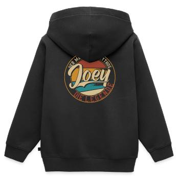 Joey Der Mann der Mythos die Legende Geschenk - Kinder Premium Organic Zip Hoodie - Schwarz - Hinten - AI Model Kid Male (0cm)