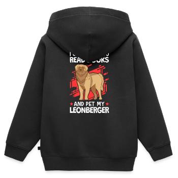 Read books and stroke Leonberger - Kids Premium Organic Zip-up Hoodie - black - Back - AI Model Kid Male (0cm)