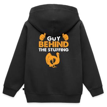 Lustige Thanksgiving-Schwangerschaftsankündigung - Kinder Premium Organic Zip Hoodie - Schwarz - Hinten - AI Model Kid Male (0cm)