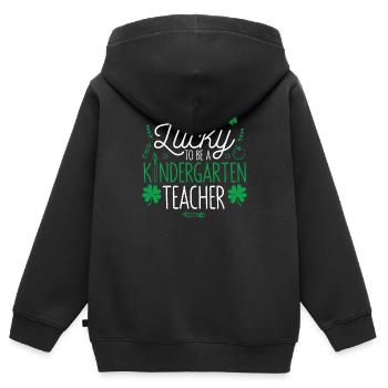 Chanceux d’être enseignant à la maternelle St. Patrick’s - Sweat Premium à capuche zippé enfant bio - noir - Dos - AI Model Kid Male (0cm)