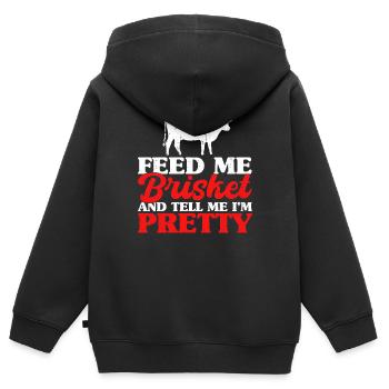 Feed Me Brisket And Tell Me Im Pretty - Kinder Premium Organic Zip Hoodie - Schwarz - Hinten - AI Model Kid Male (0cm)