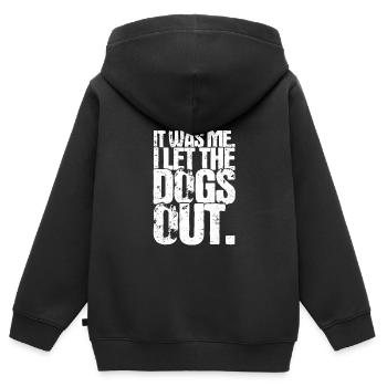 C’est moi que j’ai laissé sortir les chiens - Sweat Premium à capuche zippé enfant bio - noir - Dos - AI Model Kid Male (0cm)