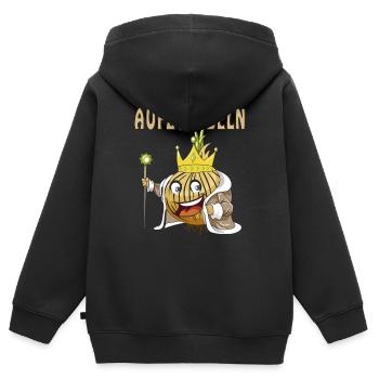 AUFZWIEBELN - Kinder Premium Organic Zip Hoodie - Schwarz - Hinten - AI Model Kid Male (0cm)