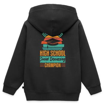 Undefeated Social Discussing Champion - Kids Premium Organic Zip-up Hoodie - black - Back - AI Model Kid Male (0cm)