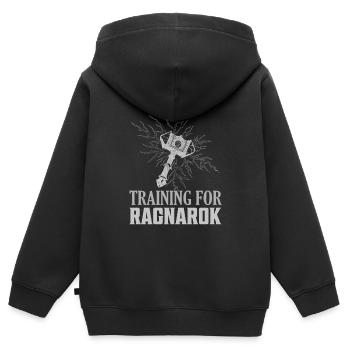 Formation pour les Ragnarok Vikings Norse - Sweat Premium à capuche zippé enfant bio - noir - Dos - AI Model Kid Male (0cm)