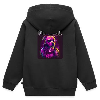 Style graffiti - Cool Pitbull 3 - Sweat Premium à capuche zippé enfant bio - noir - Dos - AI Model Kid Male (0cm)